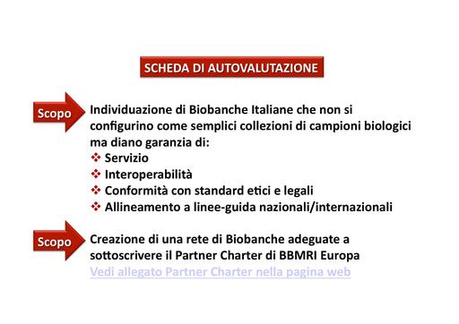 Scheda introduttiva al questionario di autovalutazione della biobanca