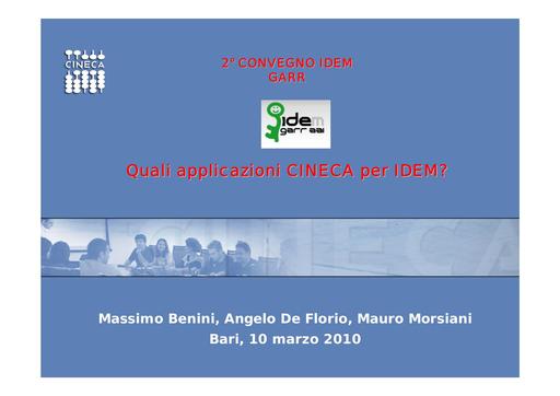 II Convegno IDEM - Presentazione - Cineca