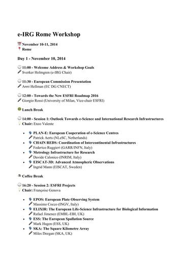 E irg meeting programme