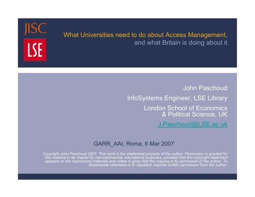 What Universities need to do about Access Management, and what Britain is doing about it - Paschoud - II Incontro AAI