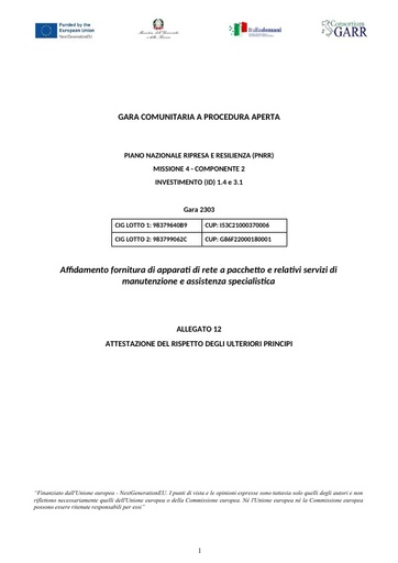 Bando 2303 - Allegato 12 - Attestazione rispetto ulteriori principi PNRR