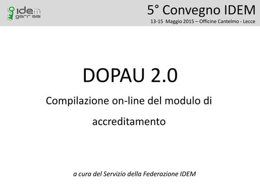 IDEMD16   DOPAU 2 0 Compilazione on line del modulo di accreditamento