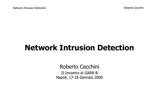 WS02 - Cecchini - Network Intrusion Detection