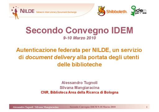 II Convegno IDEM - Presentazione - Tugnoli - Mangiaracina - 1