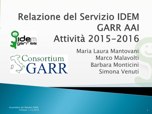 Relazione Servizio IDEM GARR AAI 2015-2016