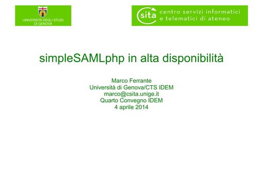 simpleSAMLphp in alta disponibilità -  Ferrante