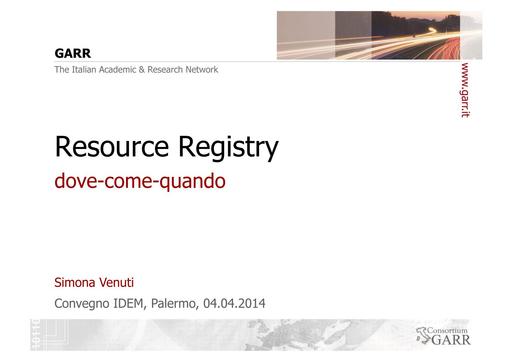 Resource Registry dove-come-quando - Venuti