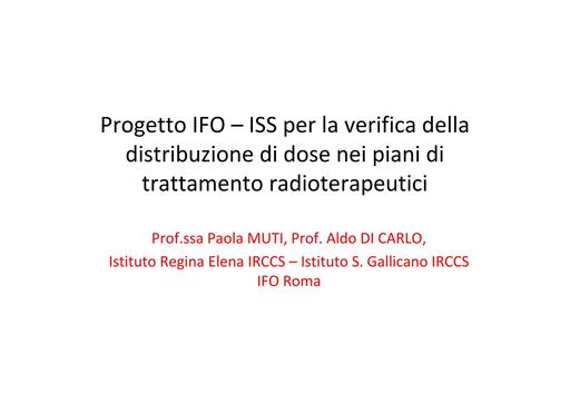 Progetto IFO – ISS - Muti, Dicarlo