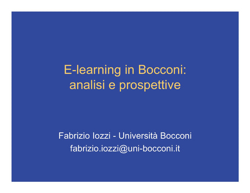 WS04 - Iozzi - E-learning in Bocconi: analisi e prospettive