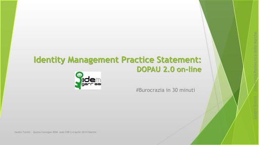 Identity Management Practice Statement: DOPAU 2.0 online -  Tumini